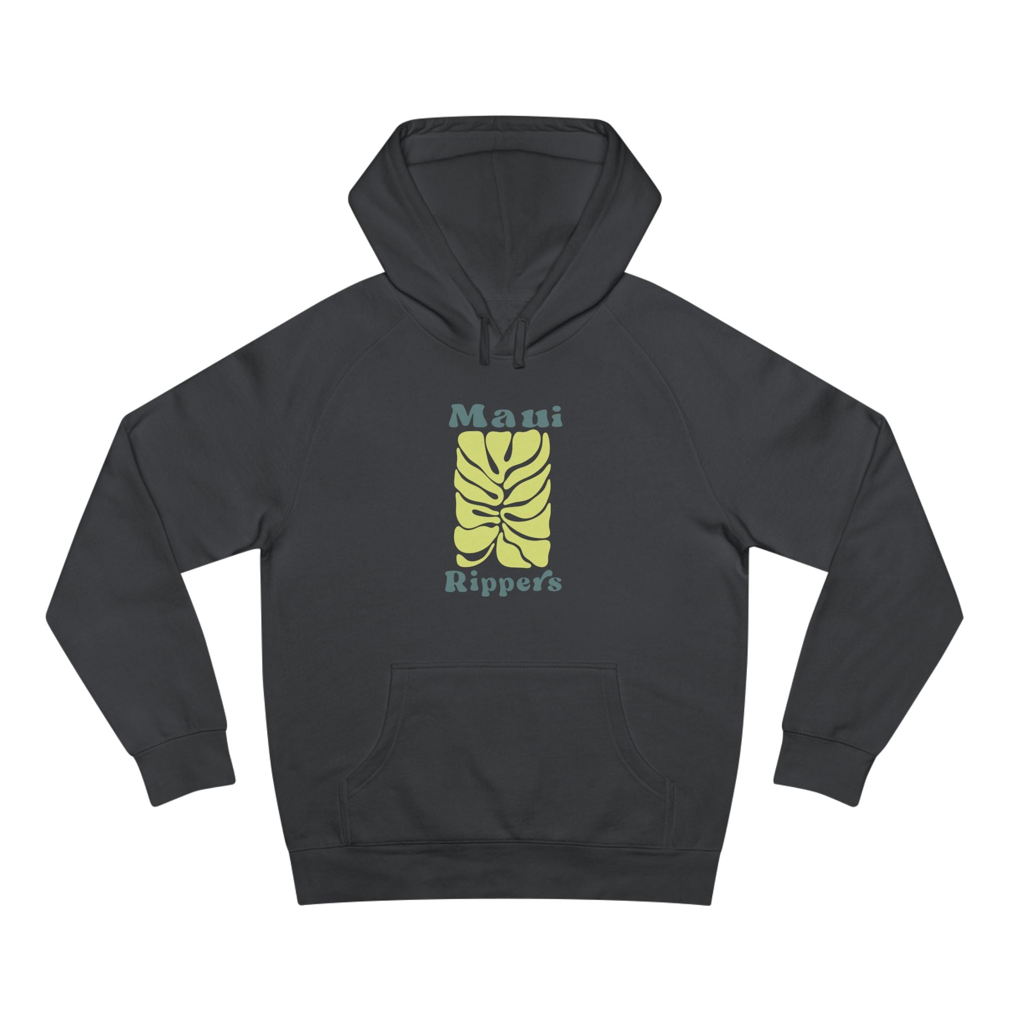 Coal Monstera Leaf - Womens Midweight Hoodie