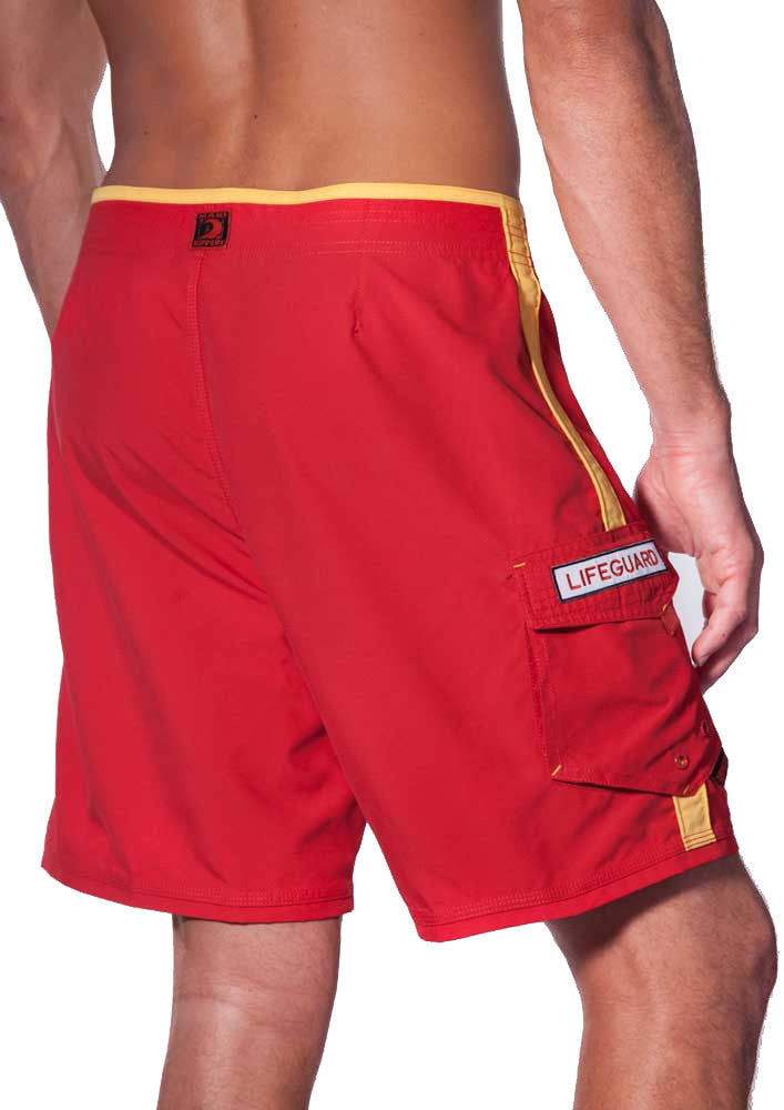 19" Microfiber Hawaiian Lifeguard Uniform Boardshort - Red/Yellow