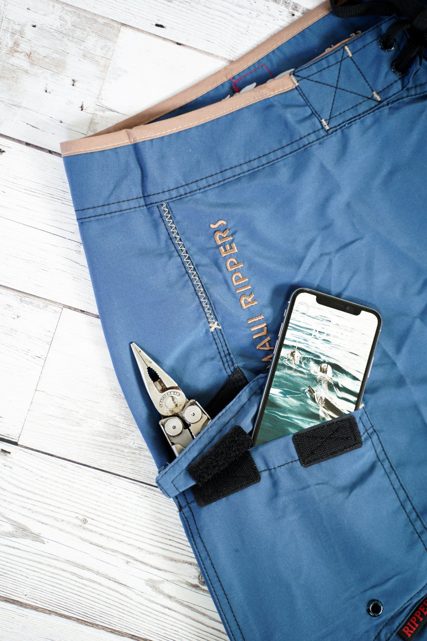 Navy 21" Hawaiian Octo Tako Fishing Shorts