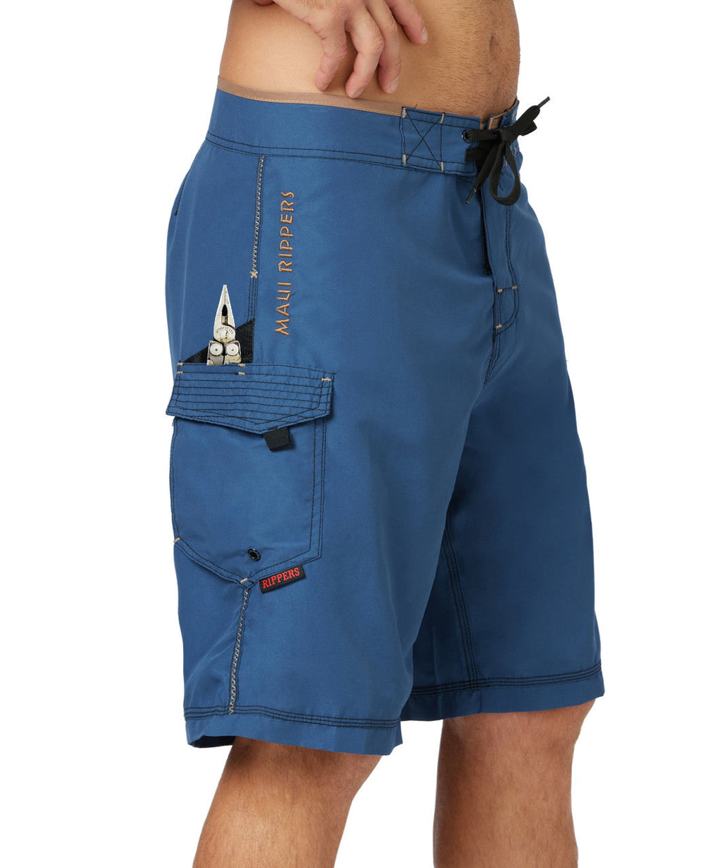 Navy 21" Hawaiian Octo Tako Fishing Shorts