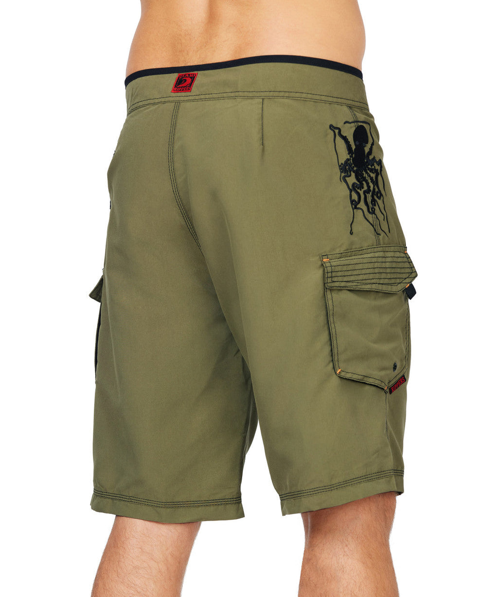 Dark Olive 21" Hawaiian Octo Tako Boardshorts
