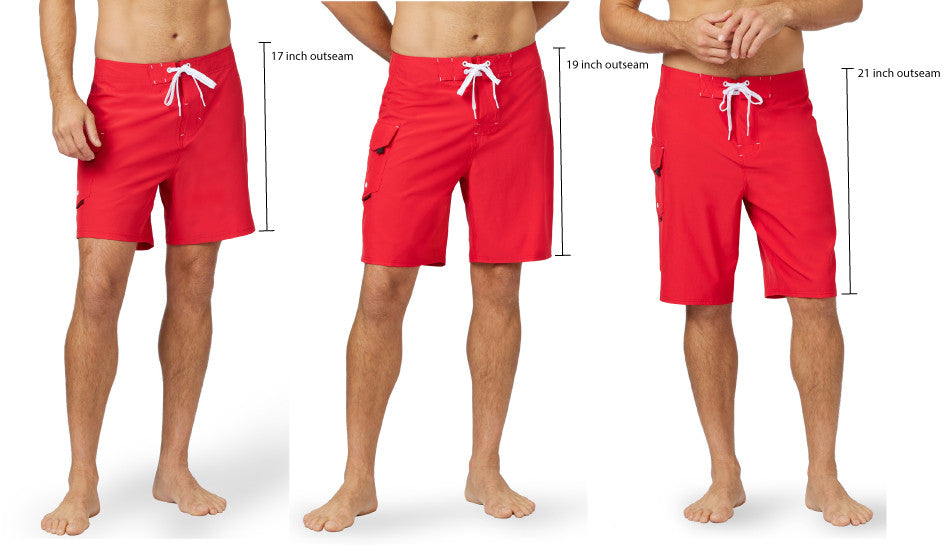 17" Stretch Lifeguard Uniform Boardshort - Red