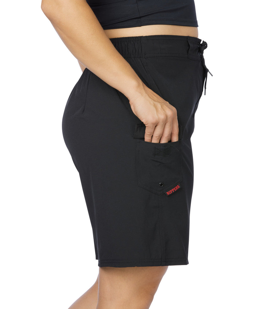 Black 9" Plus-size Bermuda Boardshort