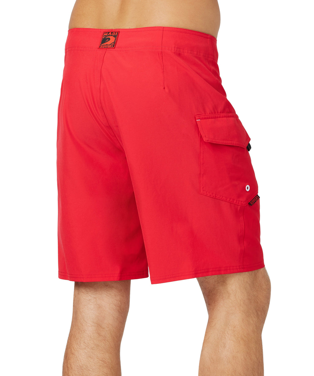19" Stretch Lifeguard Uniform Boardshort - Red