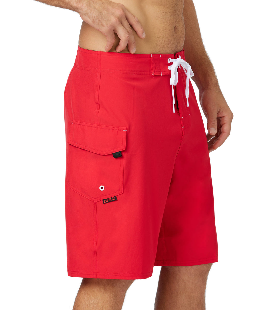 21" Stretch Lifeguard Uniform Boardshort - Red