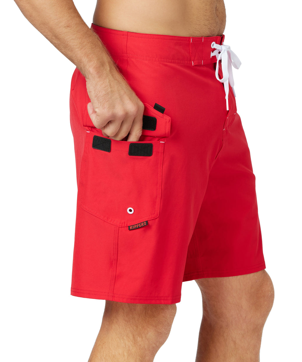 19" Stretch Lifeguard Uniform Boardshort - Red
