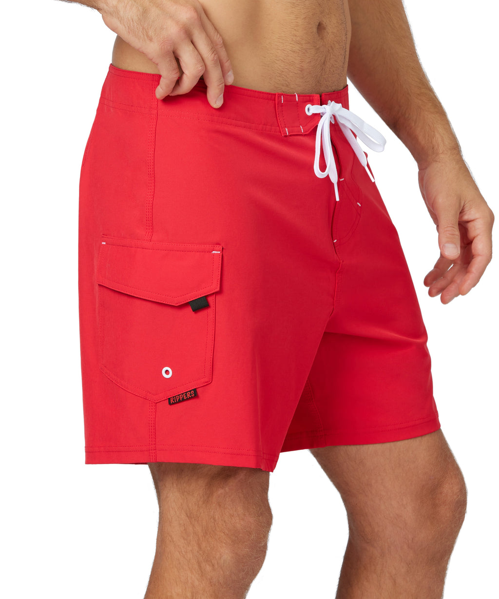 17" Stretch Lifeguard Uniform Boardshort - Red