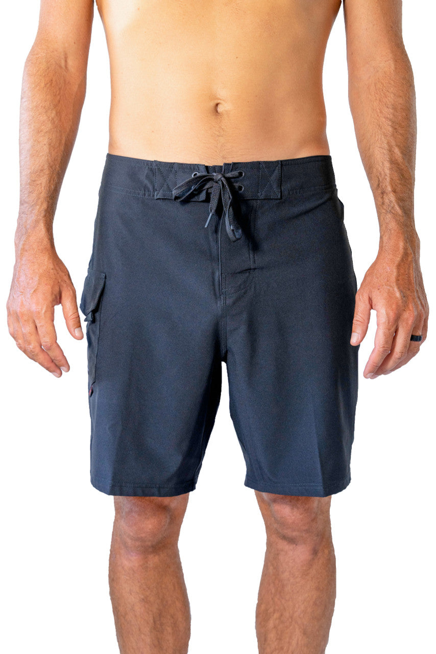 Black 19" Stretch Lifeguard Uniform Boardshort
