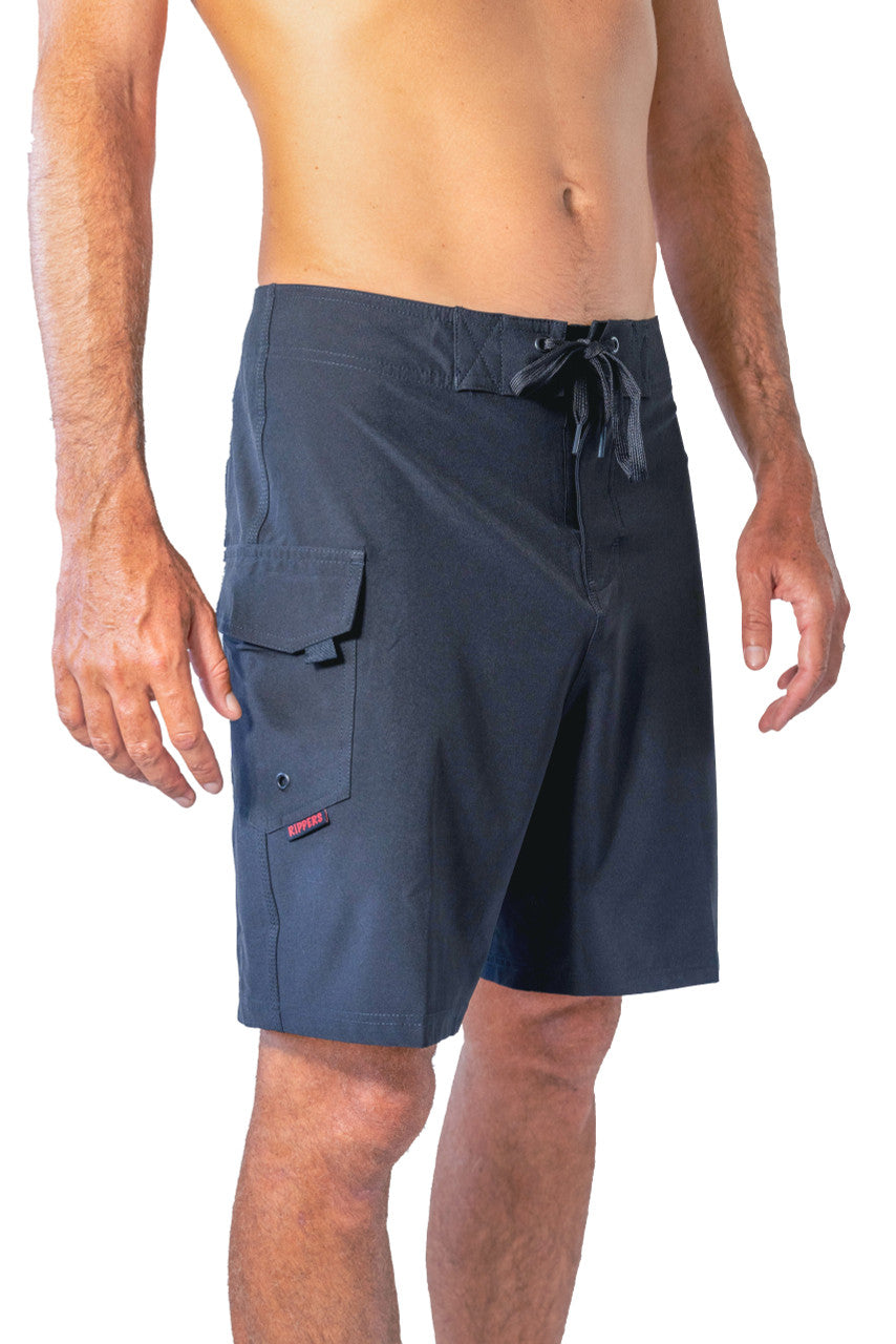 Black 19" Stretch Lifeguard Uniform Boardshort