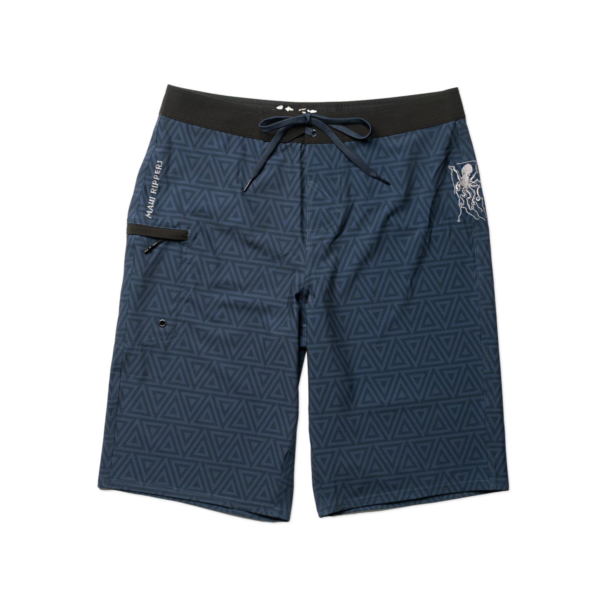 Blue Geo Extra Long 24" Stretch Boardshort